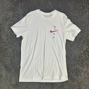Nike White Tee with Pink Swoosh size Large